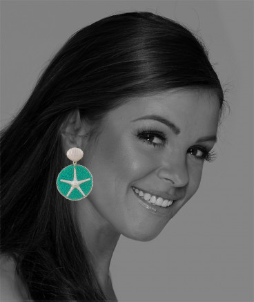 Boucles d'oreilles à clip oversize turquoise coquillage (non percées)