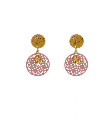 Boucles d'oreilles clip acier vieux rose (non percées)