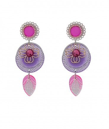 Boucles d'oreilles clip breloques violettes (non percées)