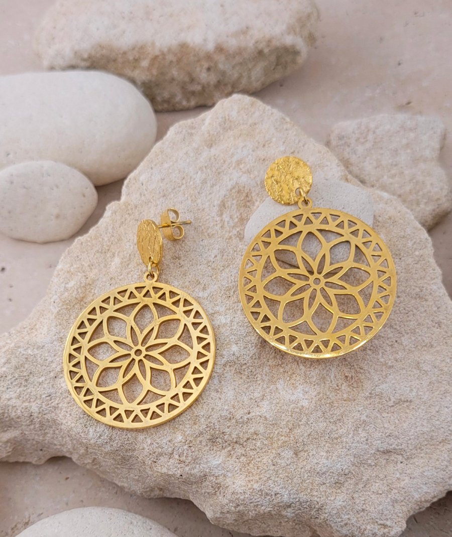 Boucles d'oreilles acier rondes pendantes