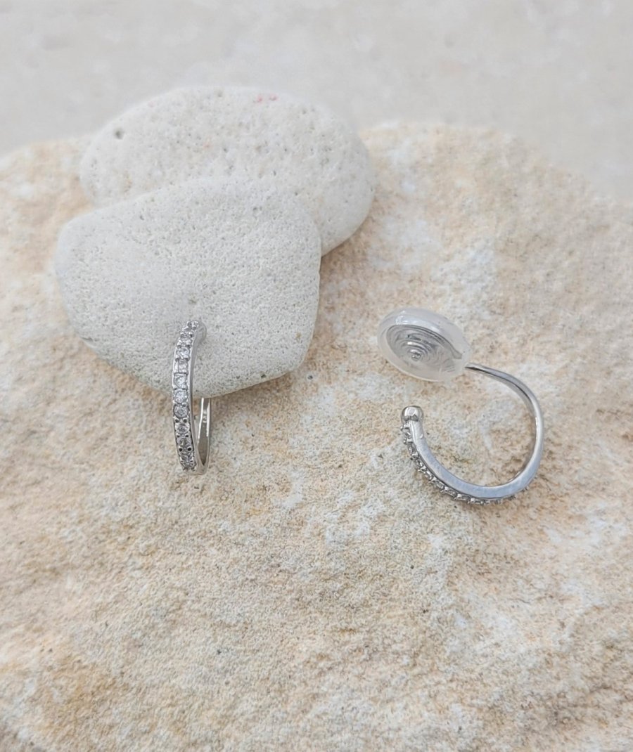 Créoles Ear cuff non percé strass rhodié
