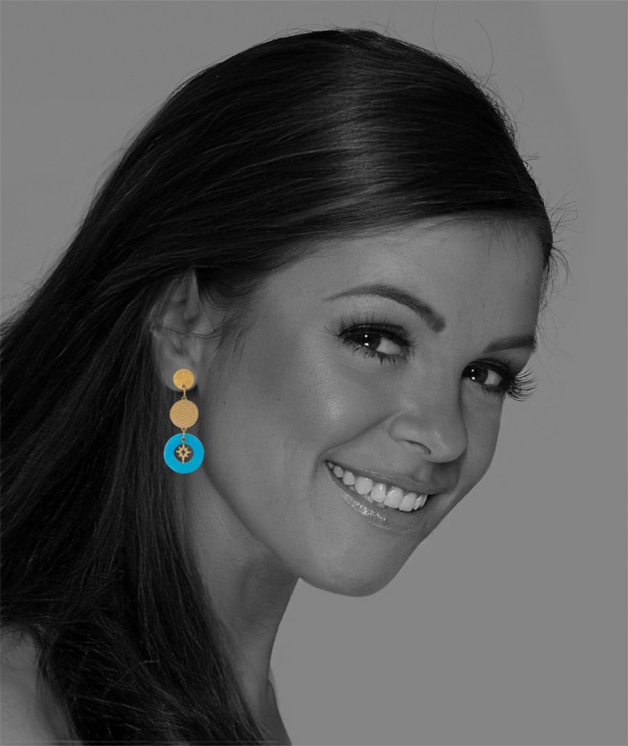 Boucles D'oreilles Clips Vintage La Porte Bleue Paris - Corde Bleue - Créateur Occasion