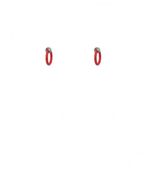 Créoles à clip rouges 1 cm