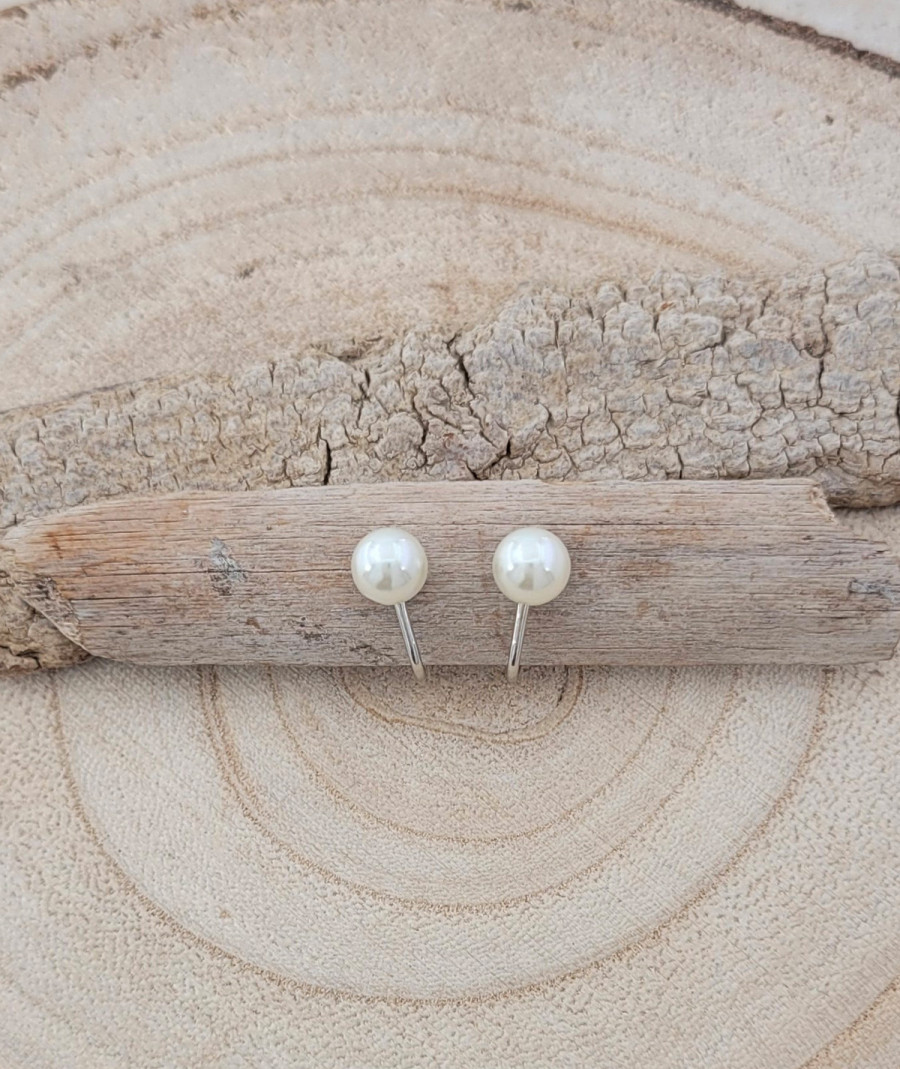 Boucles oreilles clips perle rhodié filles