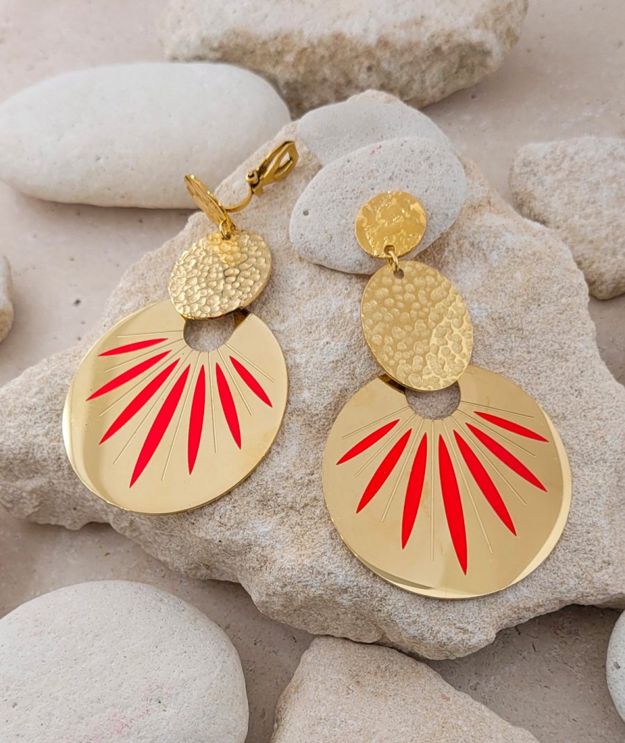 Boucles d'oreilles clip acier rose (non percées)
