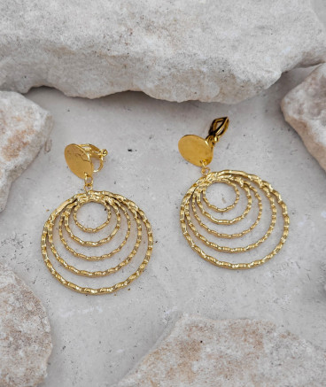 Boucles d'oreilles clips acier 5 cercles