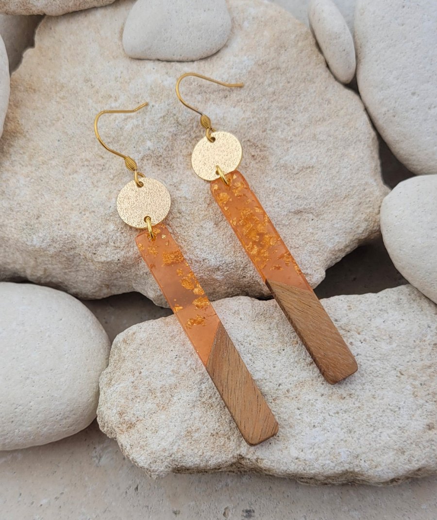 Boucles d'oreilles bois ambre