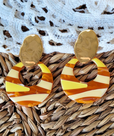 Boucles oreilles clips oversize orange (non percées)