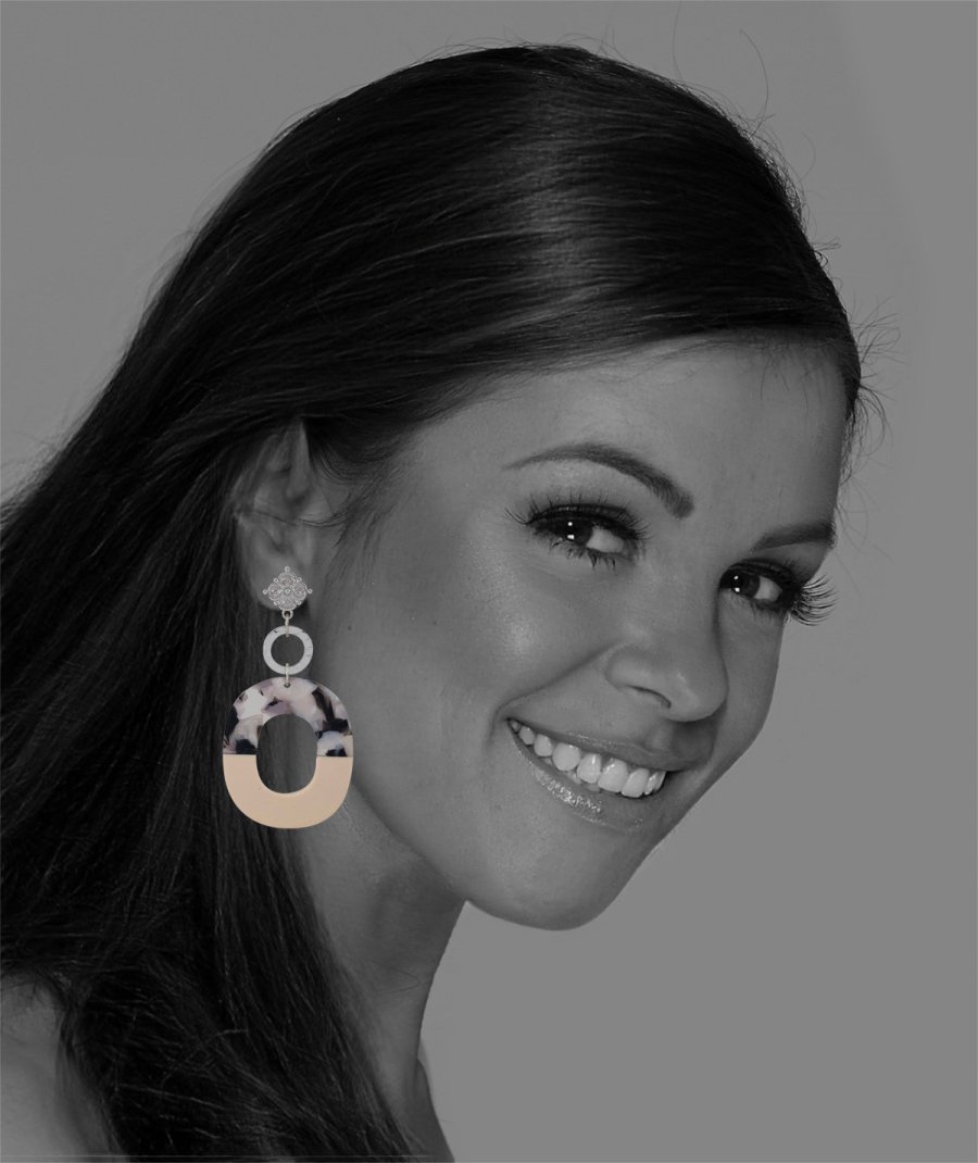 Boucles D'oreilles Rétro à Clips - Résine Beige Et Vert Sur Monture Or - Modèle 3734