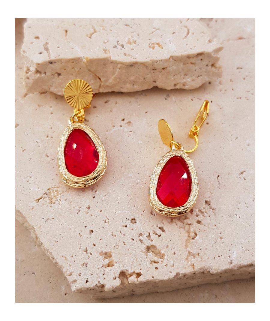 Boucles d'oreilles clip cristal rouge rubis