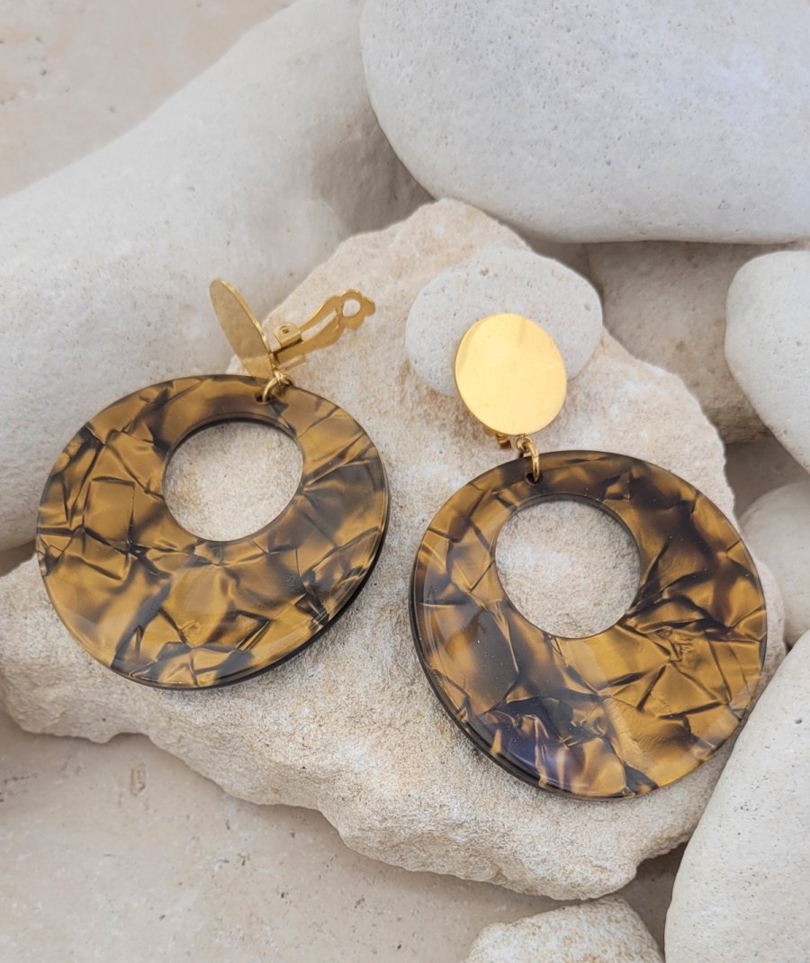 Boucles d'oreilles clips vintage bronze