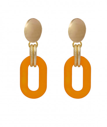 Boucles d'oreilles à clip anneaux orange