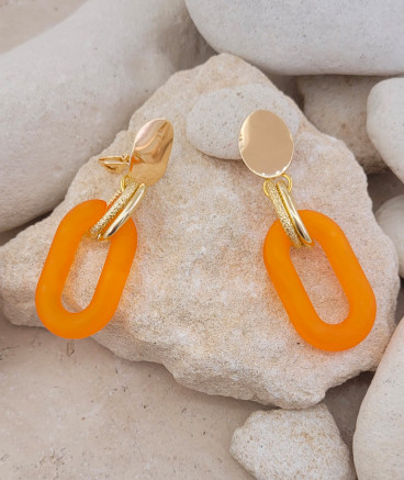 Boucles d'oreilles à clip anneaux orange (non percées)