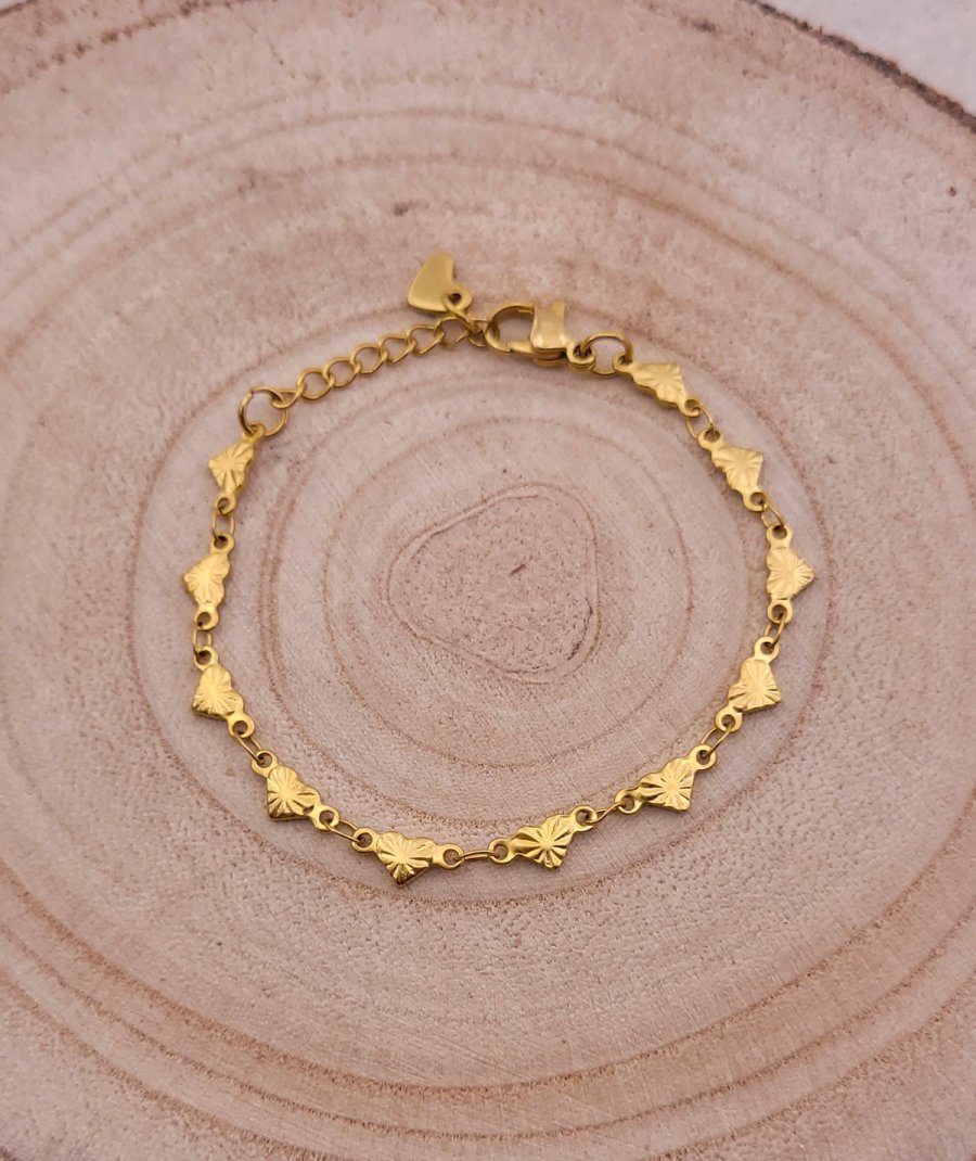 Bracelet Argenté Avec Cœur Doré - Bijou Discount - Neuf Avec étiquettes - Fabriqué En France