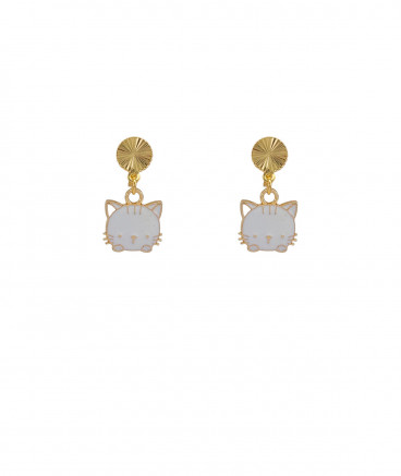 Boucles oreilles à clip chaton mignon blanc filles ultra-confort - Pépita by Tara Pépita