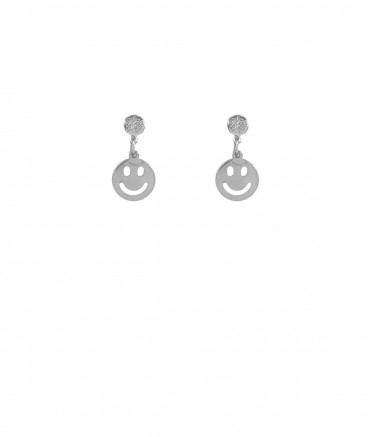 Boucles oreilles clips smiley rhodié filles