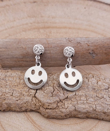 Boucles oreilles clips smiley rhodié filles