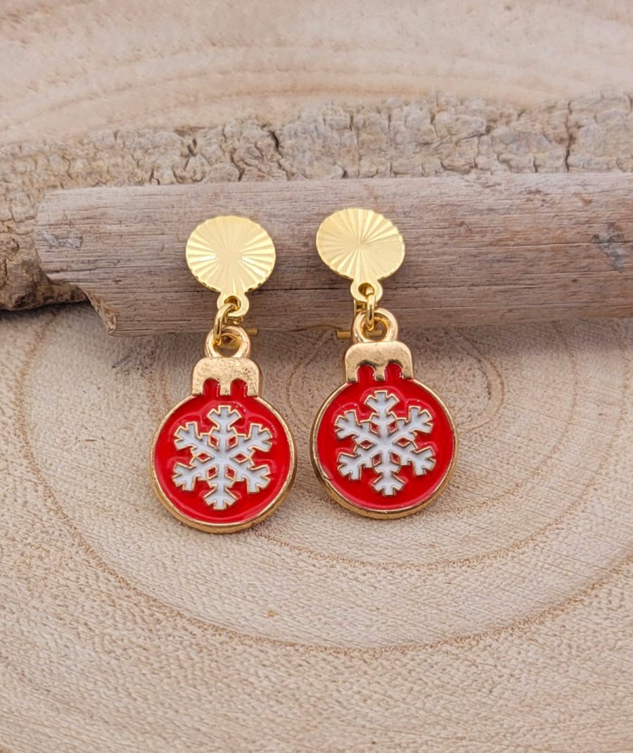Boucles d'oreilles à clip boule de Noël filles de 5 à 10 ans avec oreilles non percées, une idée de cadeau pour Noël