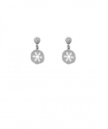 Boucles oreilles clips flocon de neige rhodié filles