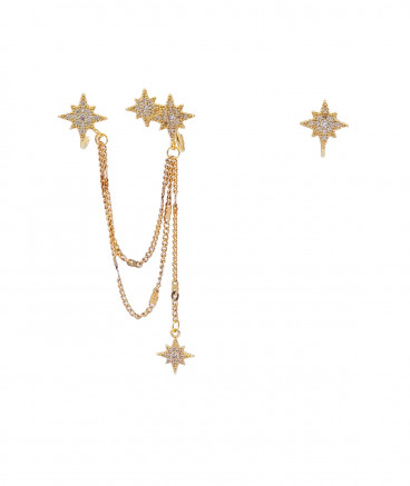 Bijoux d'oreilles Ear cuff non percé strass étoiles dorées