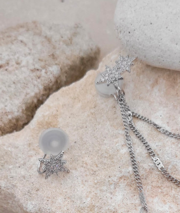 Bijoux d'oreilles Ear cuff non percé strass étoiles rhodiées