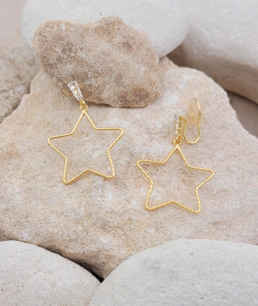 Boucles oreilles clips confort étoile dorée (non percées)