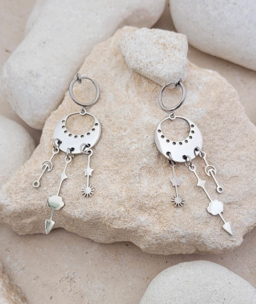 Boucles d'oreilles clip acier baromètre