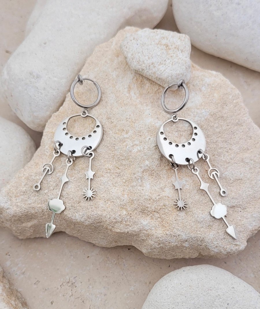 Boucles d'oreilles clip acier baromètre