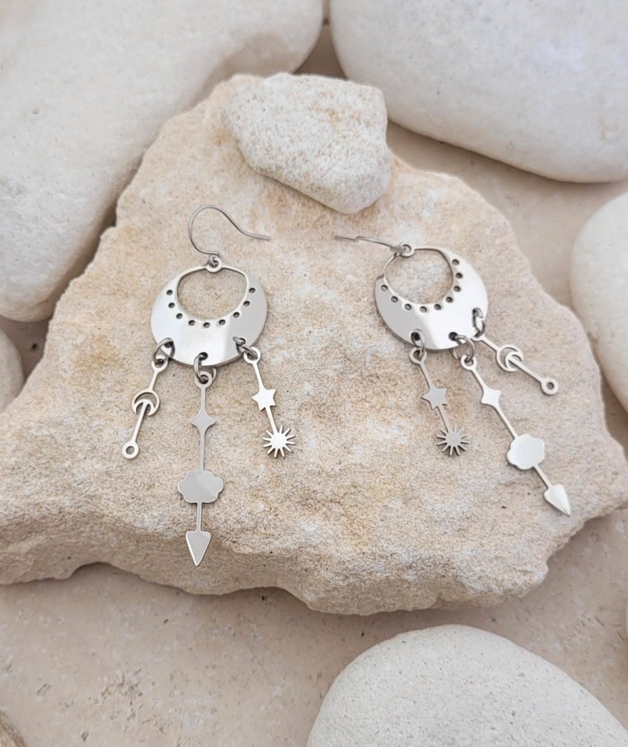 Boucles d'oreilles acier baromètre