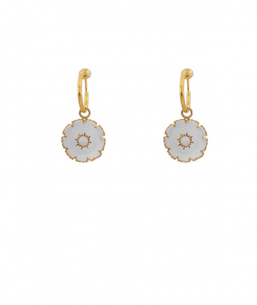 Boucles d'oreilles clip acier doré cristal