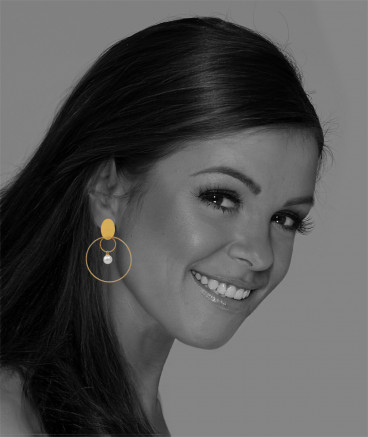Boucles d'oreilles clip acier doré créole et perle (non percées)