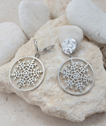 Boucles oreilles à clips flocon de neige (non percées)