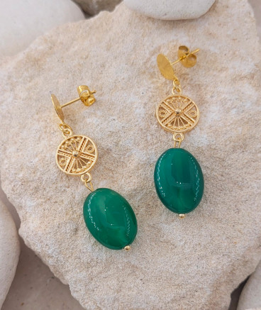 Boucles d'oreilles jade vert émeraude