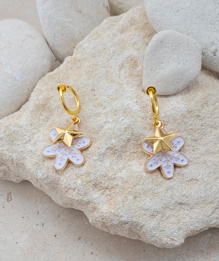 Boucles d'oreilles clip flocon étoile