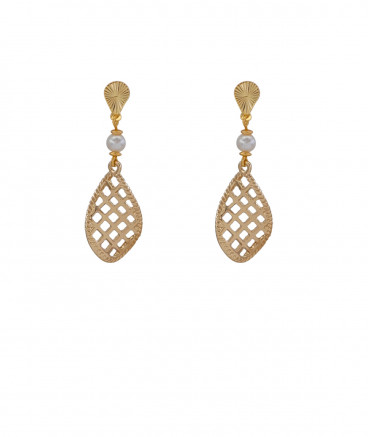 Boucles oreilles pendantes torsadées perle