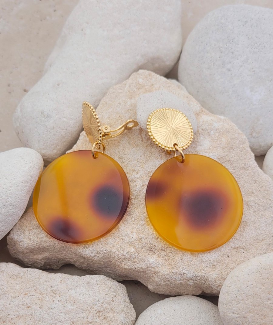 Boucles d'oreilles à clip rondes écailles