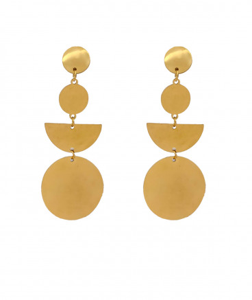 Boucles oreilles clip acier doré géométriques