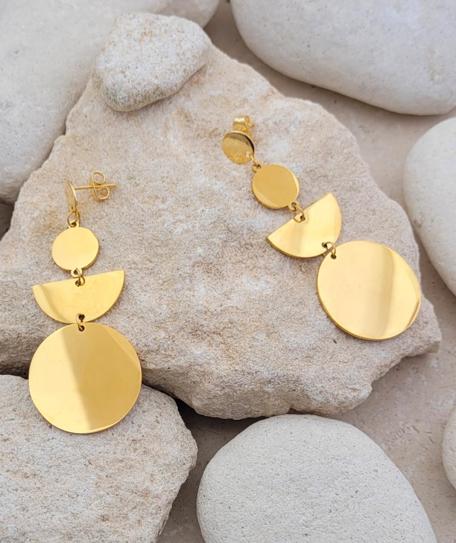 Boucles oreille acier doré géométriques