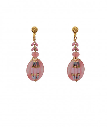 Boucles d'oreilles clip jade rose pâle