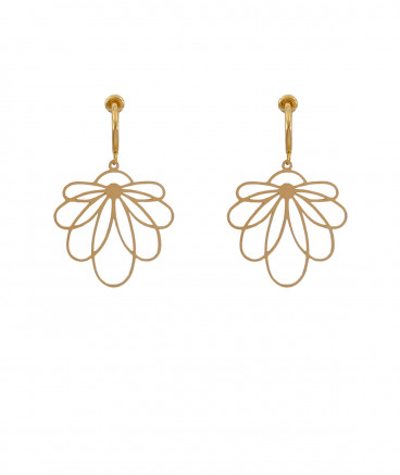 Boucles d'oreilles clip acier doré fleur