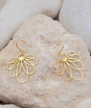 Boucles d'oreilles acier doré fleur