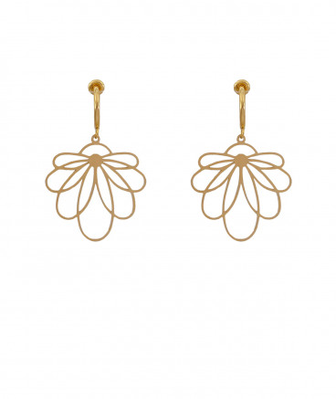 Boucles d'oreilles clip acier doré fleur