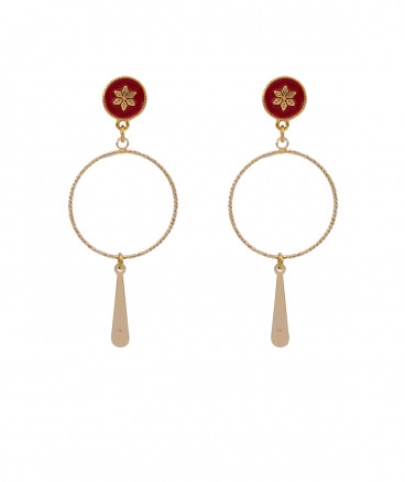 Boucles oreilles ultra légère rouge et or