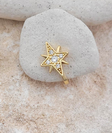 Boucles oreilles clips étoile zircon dorée