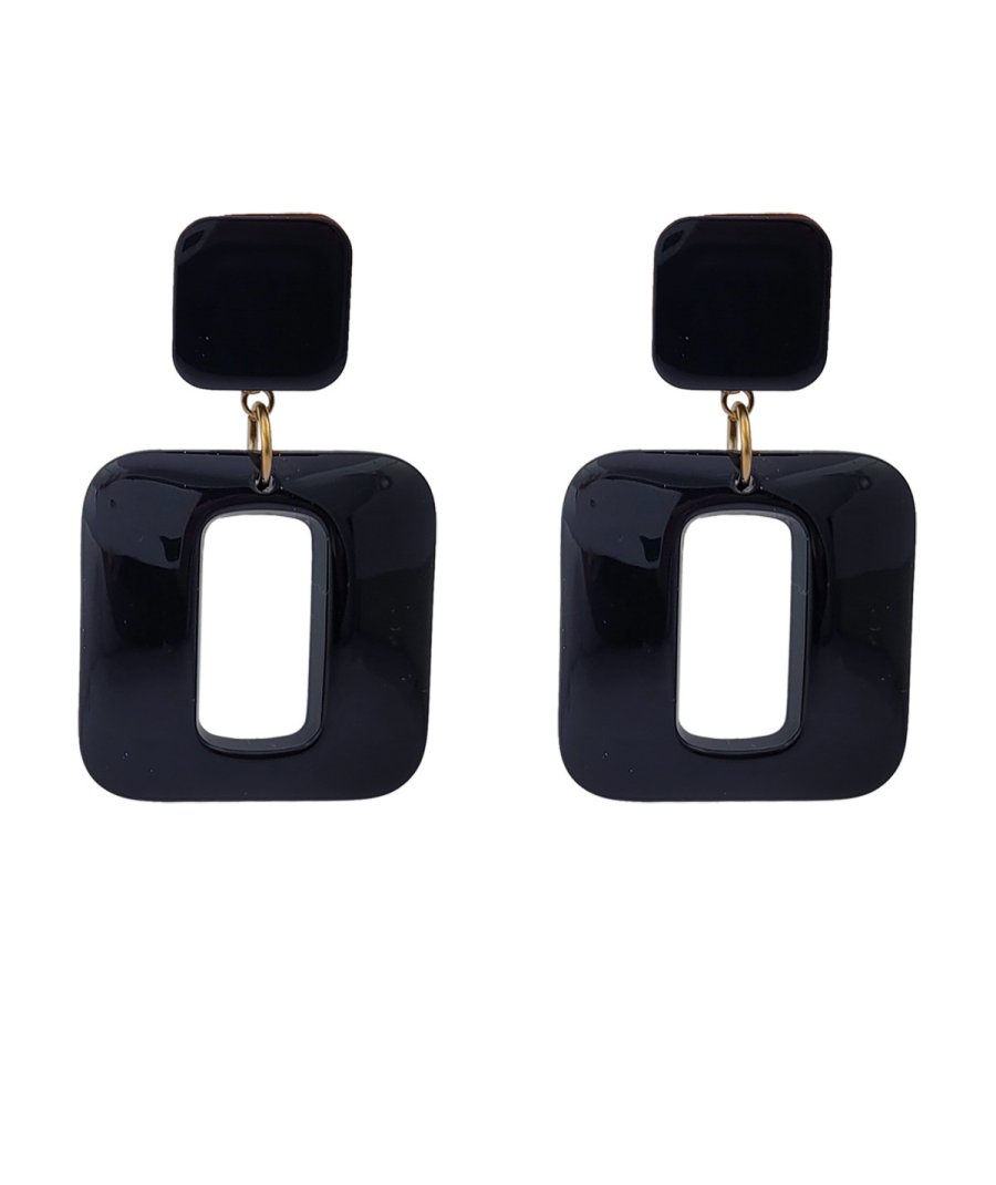 Boucles D'Oreilles Clips Vintage - Or Avec Émail Coloré Sur Fond Noir - Modèle 710 - Bon État
