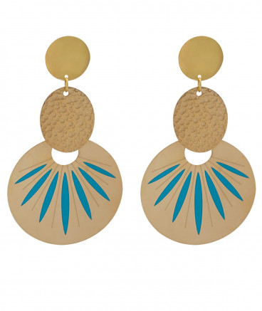 Boucles d'oreilles clip acier bleu
