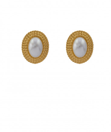 Boucles d'oreilles clip acier vintage perle
