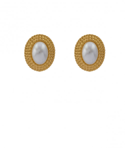 Boucles d'oreilles clip acier vintage perle