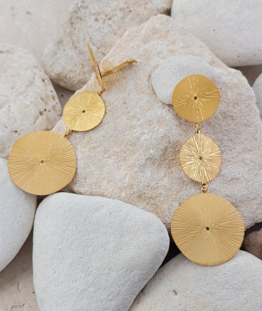 Boucles d'oreilles clip acier doré nénuphar