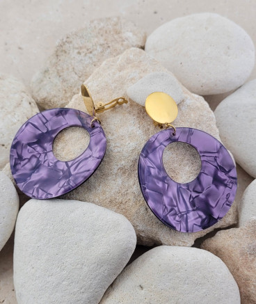 Boucles d'oreilles clips vintage violettes